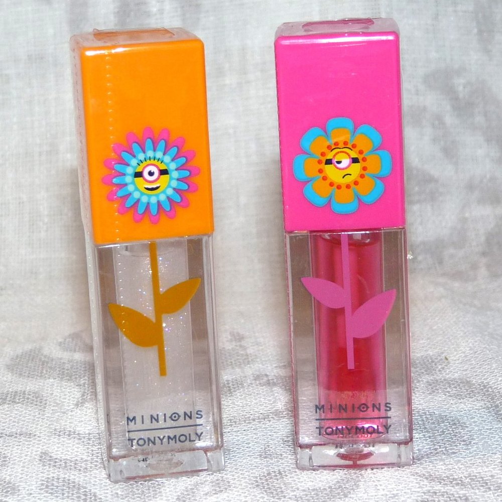 TonyMoly x Minions (2) pc set Lip Gloss Clear & Pink SEALED